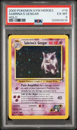 2000 POKEMON GYM HEROES HOLO #14 SABRINA'S GENGAR PSA 6 - Image 1