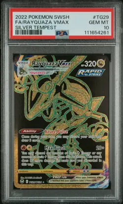 2022 POKEMON SWORD & SHIELD SILVER TEMPEST #TG29 FULL ART/RAYQUAZA VMAX PSA 10 - Image 1