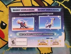 Pokemon Scarlet And Violet Serial Codes Shiny Koraidon or Miraidon UNSCRATCHED! - Image 1