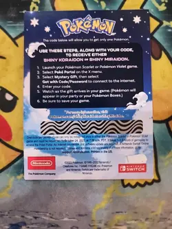 Pokemon Scarlet And Violet Serial Codes Shiny Koraidon or Miraidon UNSCRATCHED! - Image 2