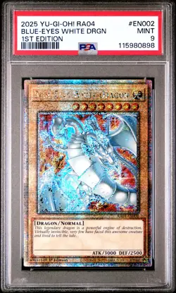 2025 YU-GI-OH! RA04-QUARTER CENTURY STAMPEDE 1ST ED BLUE-EYES WHITE DRAGON PSA 9 - Image 1