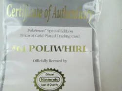 #61 Poliwhirl 1999 Burger King 23k Gold Plated Card Pokemon TCG w/Poke Ball/ COA - Image 2