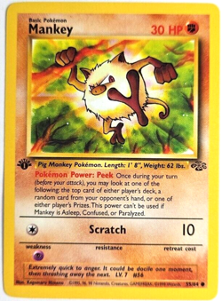 Pokemon TCG Mankey First Edition Wizards Of The Coast 1999 Jungle Set Card 55 - Image 1