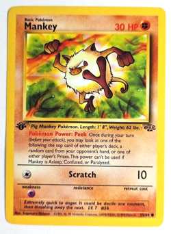 Pokemon TCG Mankey First Edition Wizards Of The Coast 1999 Jungle Set Card 55 - Image 5