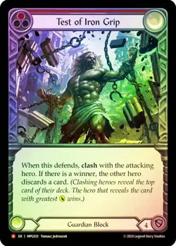 FAB RAINBOW FOIL Test of Iron Grip - Mastery Pack Guardian Card # 025 - Image 1