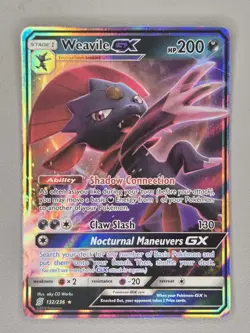 Pokemon TCG Weavile GX 132/236 Card Unified Minds Holo Ultra Rare Mint - Image 1