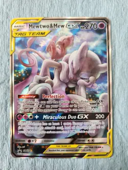 Pokemon Mewtwo and Mew GX TCG Sun & Moon Holo Promo Card #SM191 - Image 1