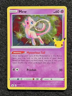 Pokemon TCG Mew Holo Rare Card 11/25 Celebrations 25th Anniversary - Image 1