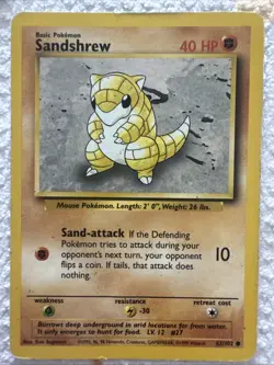 Pokemon Sandshrew Card 062/102 Base Set Regular - Image 1
