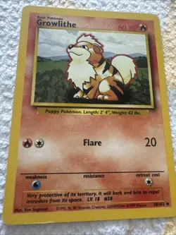 Pokemon TCG Growlithe Base Set, Shadowless Uncommon Card 28/102 - Image 2