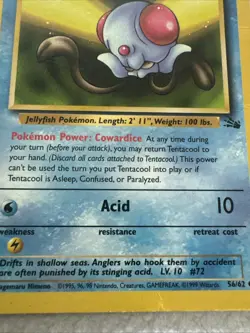 Pokemon TCG Tentacool 56/62 Fossil 1st Edition VLP - Image 2