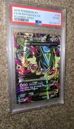 2015 POKEMON XY ROARING SKIES #105 FULL ART/M RAYQUAZA EX PSA 6 - Image 1