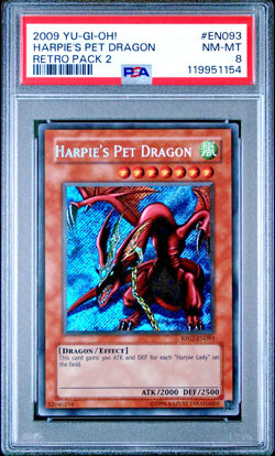 PSA 8 NM-MT 2009 YUGIOH Harpie's Pet Dragon Retro Pack 2 RP02-EN093 Secret Rare - Image 1