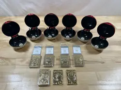 LOT OF 7 BURGER KING GOLD PLATED POKEMON TRADING CARDS & 6 POKEBALLS CHARIZARD - Image 1