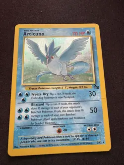 Pokemon Articuno 2/62 Fossil Set Holo Rare WOTC Vintage 1999 TCG Card MP - Image 1