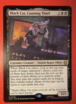 MAGIC,MTG: SPIDER-MAN, BLACK CAT, CUNNING THIEF, 0052, REGULAR, RARE, NM, SPM - Image 1