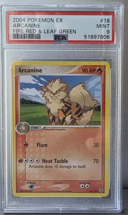 2004 POKEMON EX FIRE RED & LEAF GREEN #18 ARCANINE PSA 9 MINT! - Image 1
