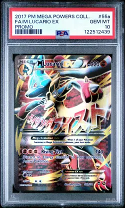 2017 POKEMON MEGA POWERS COLL PROMO #55A FULL ART/M LUCARIO EX PSA 10 - Image 1