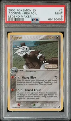 2006 Pokemon EX Legend Maker 2 Aggron Reverse PSA 9 Mint - Image 1