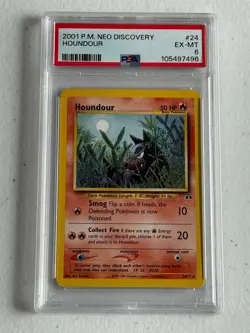 VINTAGE RARE Houndour! 2001 Pokemon Neo Discovery #24/75 PSA 6! EX-MINT! - Image 1