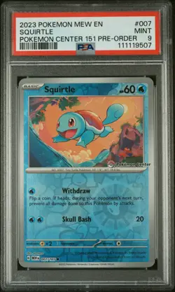 2023 POKEMON MEW EN-151 POKEMON CENTER 151 PRE-ORDER PROMO #007 SQUIRTLE PSA 9 - Image 1