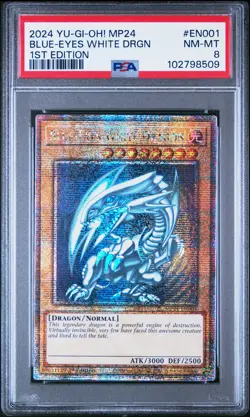 2024 YU-GI-OH! MP24-25TH ANV TIN: DUELING MIRRORS BLUE-EYES WHITE DRAGON PSA 8 - Image 1