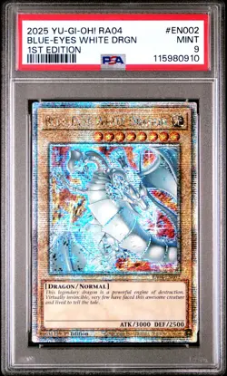 2025 YU-GI-OH! RA04-QUARTER CENTURY STAMPEDE 1ST ED BLUE-EYES WHITE DRAGON PSA 9 - Image 1