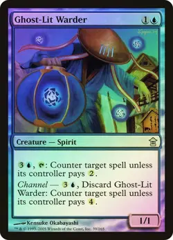 Saviors of Kamigawa MTG Foil Ghost-Lit Warder Magic - Image 1