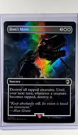 MTG Magic the Gathering Jurassic Park World T Rex Borderless Foil #1 Don't Move - Image 1