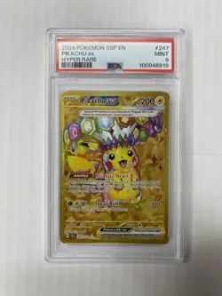 2024 Pokemon Surging Sparks Pikachu ex Hyper Rare #247/191 Mint PSA 9 - Image 1