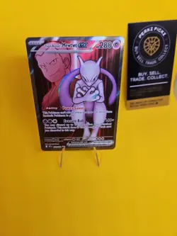 Pokemon TCG Destined Rivals Team Rockets Mewtwo EX Ultra Rare Card 213/182 - Image 1