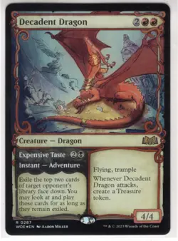 MTG Wilds Of Eldraine Foil Showcase Card #287 Decadent Dragon - Image 1