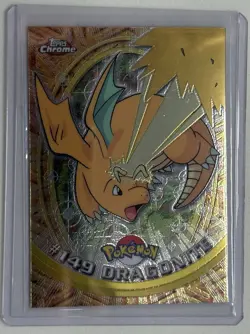 2000 Topps Chrome Dragonite Pokemon Card, Foil Holographic - Image 1