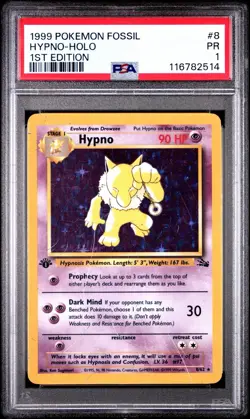 PSA 1 Hypno 1st Edition Fossil Holo #8 1999 Pokemon WoTC PR - Image 1