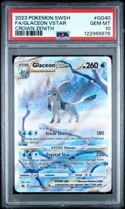 2023 POKEMON SWORD & SHIELD CROWN ZENITH #GG40 FULL ART/GLACEON VSTAR PSA 10 - Image 1