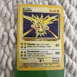Pokemon TCG Zapdos Base Set Holo Rare Card 16/102 Shadowless - Image 1