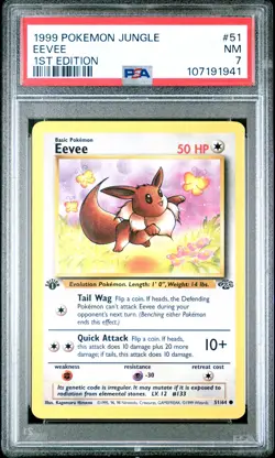 1999 POKEMON JUNGLE 1ST ED #51 EEVEE PSA 7 - Image 1