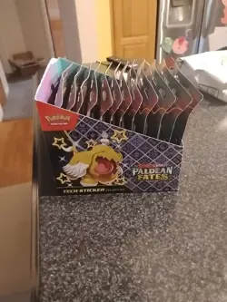 Pokemon TCG Paldean Fates Tech Sticker Collection Display (12 Blister, 36 Packs) - Image 3