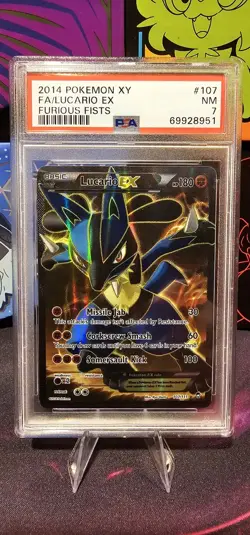 2014 Pokemon Xy Furious Fists Lucario EX #107 Fa Furious Fists PSA 7 - Image 1