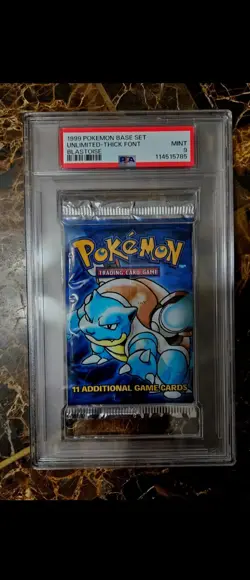 1999 Pokemon Blastoise Base Set Booster Pack THICK FONT PSA 9 Unlimited!! - Image 1