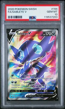 2020 POKEMON SWORD & SHIELD #194 FULL ART/SABLEYE V PSA 10 - Image 1