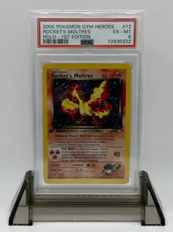 2000 Pokemon Gym Heroes Rocket’s Moltres #12 1st Edition Holo PSA 6 - Image 1
