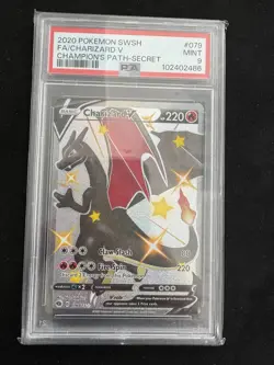 Charizard v Holo Pokemon Card Secret 79/73 Champions Path PSA - Image 1