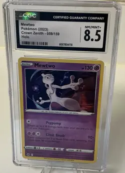 Mewtwo 059/159 Crown Zenith 2023 CGC 8.5 NM/Mint + Holo Pokemon Card - Image 1