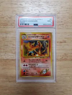 Pokemon PSA 9 MINT 1999 Blaine's Charizard Japanese Gym Challenge Holo Card - Image 1
