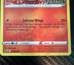 Moltres SWSH185 Pokemon SWSH Brilliant Stars Variant TCG Card - Image 2