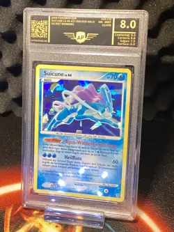 2008 Pokemon Suicune LV.44 Cracked Ice Holo #19/132 NM-Mint 8 (pop15 at PSA) - Image 1