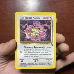 1999 Pokemon Wizards Black Star Promos Team Rocket's Meowth #18 Vintage c426 - Image 1
