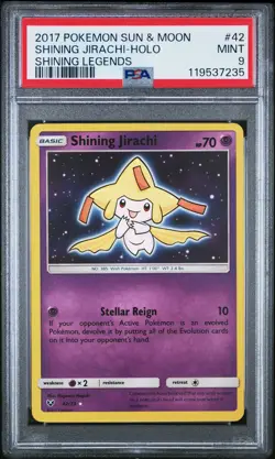 2017 POKEMON SUN & MOON SHINING LEGENDS #42 SHINING JIRACHI-HOLO PSA 9 - Image 1