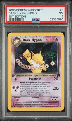 2000 POKEMON ROCKET 1ST EDITION #9 DARK HYPNO-HOLO PSA 7 - Image 1
